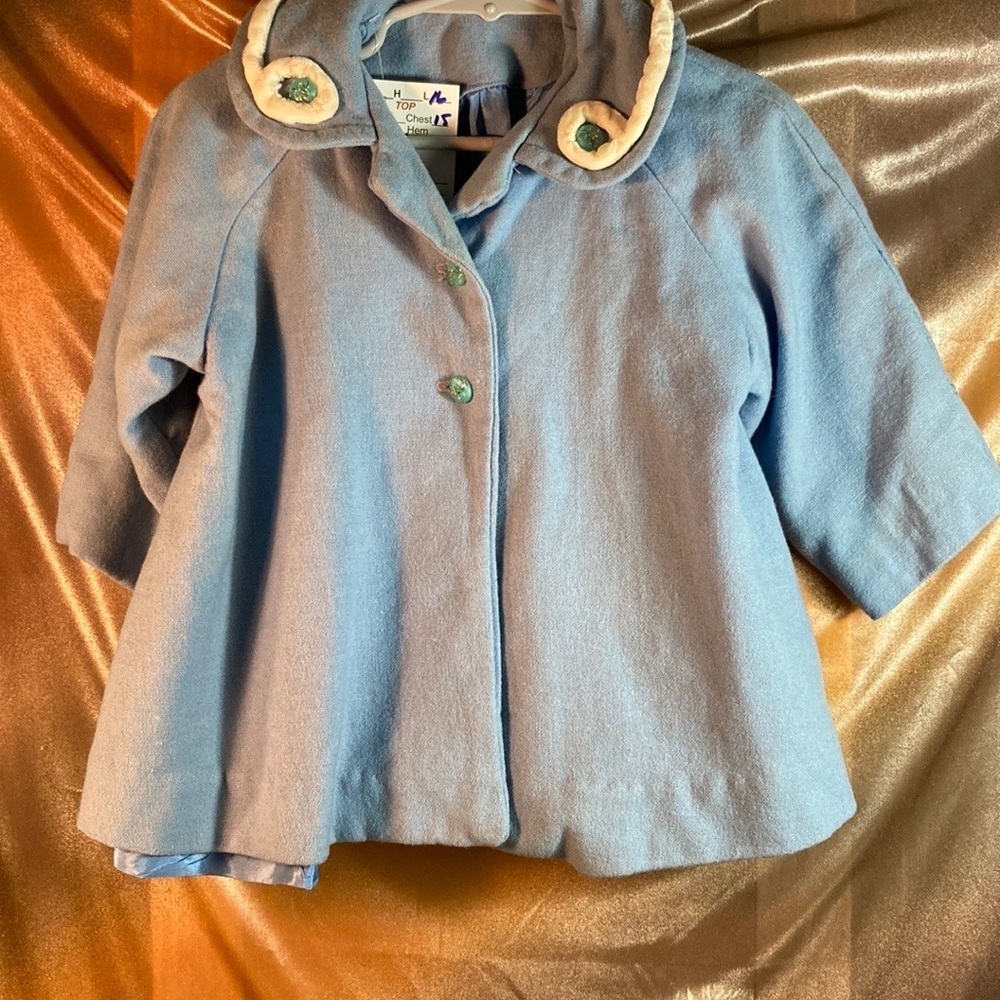 Vintage 50’slight blue Jackie O jacket. Super rare 18-24m. Feels like wool 150 - Picture 1 of 3